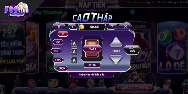 Mini games 789CLUB Cao Thấp thử thách may mắn