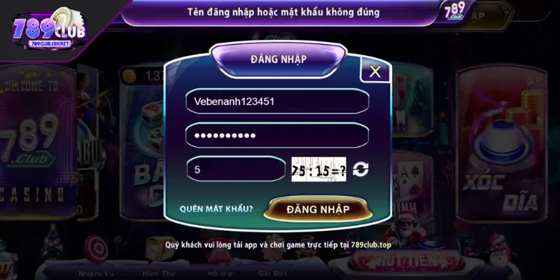 Tên đăng ký tài khoản game sai không thể rút tiền 789CLUB